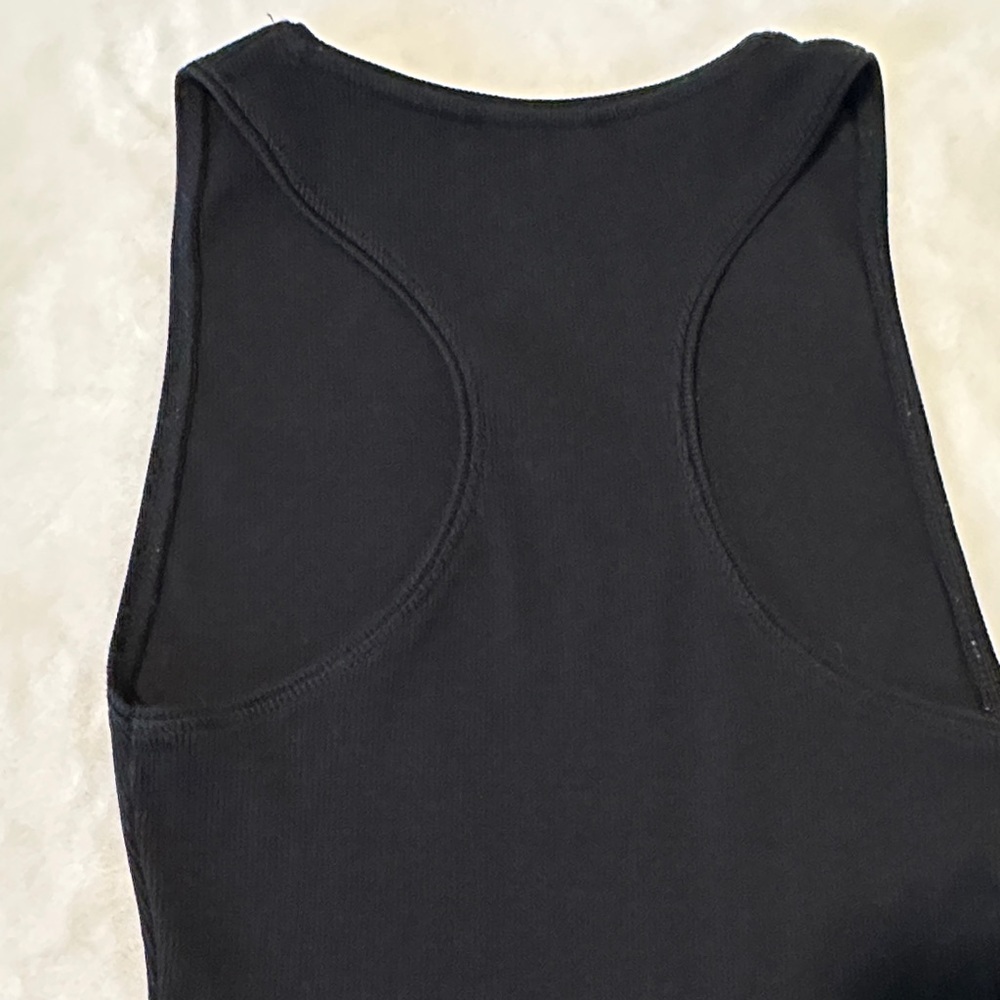 Black Ribbed Racerback Zara tank Bodysuit - Picture 8 of 9